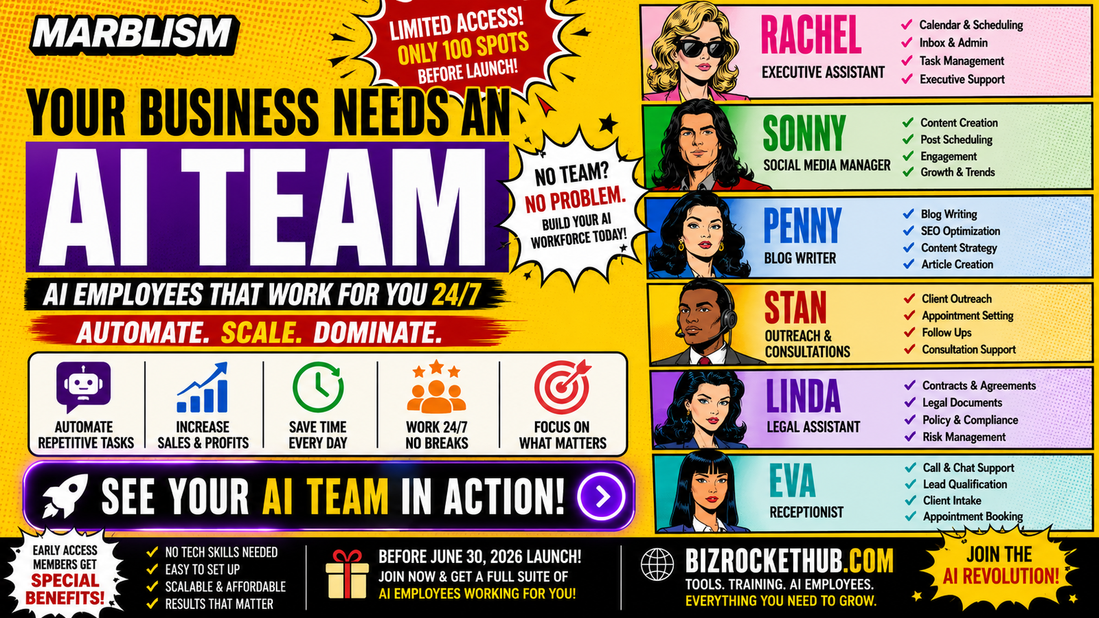Marblism product image representing an AI employee team for business growth
